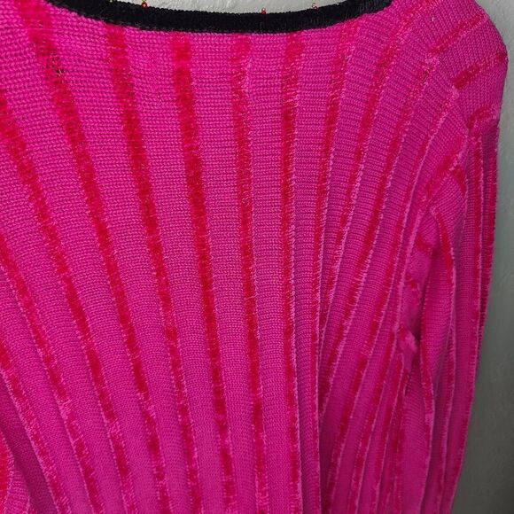 Vintage Berek Beaded Hem Hot Pink Sweater - Picture 9 of 11